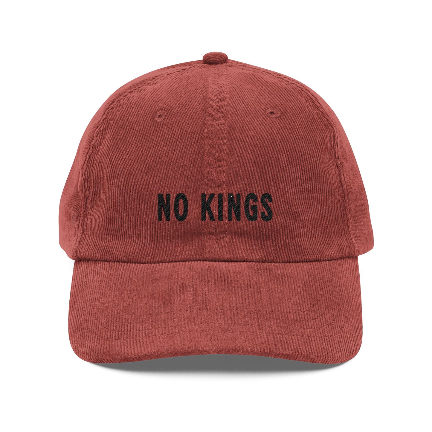 NO KINGS Embroidered Corduroy Cap
