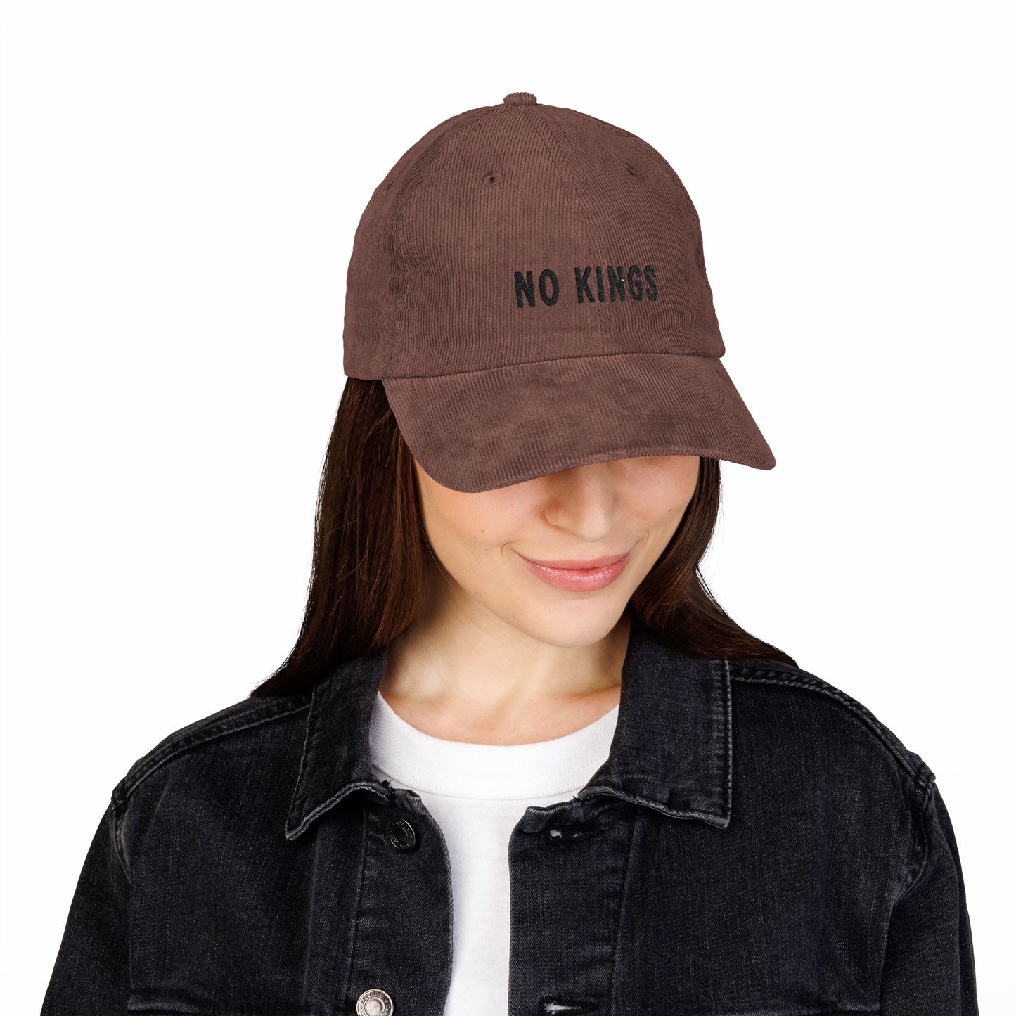 NO KINGS Embroidered Corduroy Cap